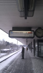 Skilt på Buddinge Station visende S-togene kører