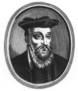 Portræt i sort/hvid af Nostradamus